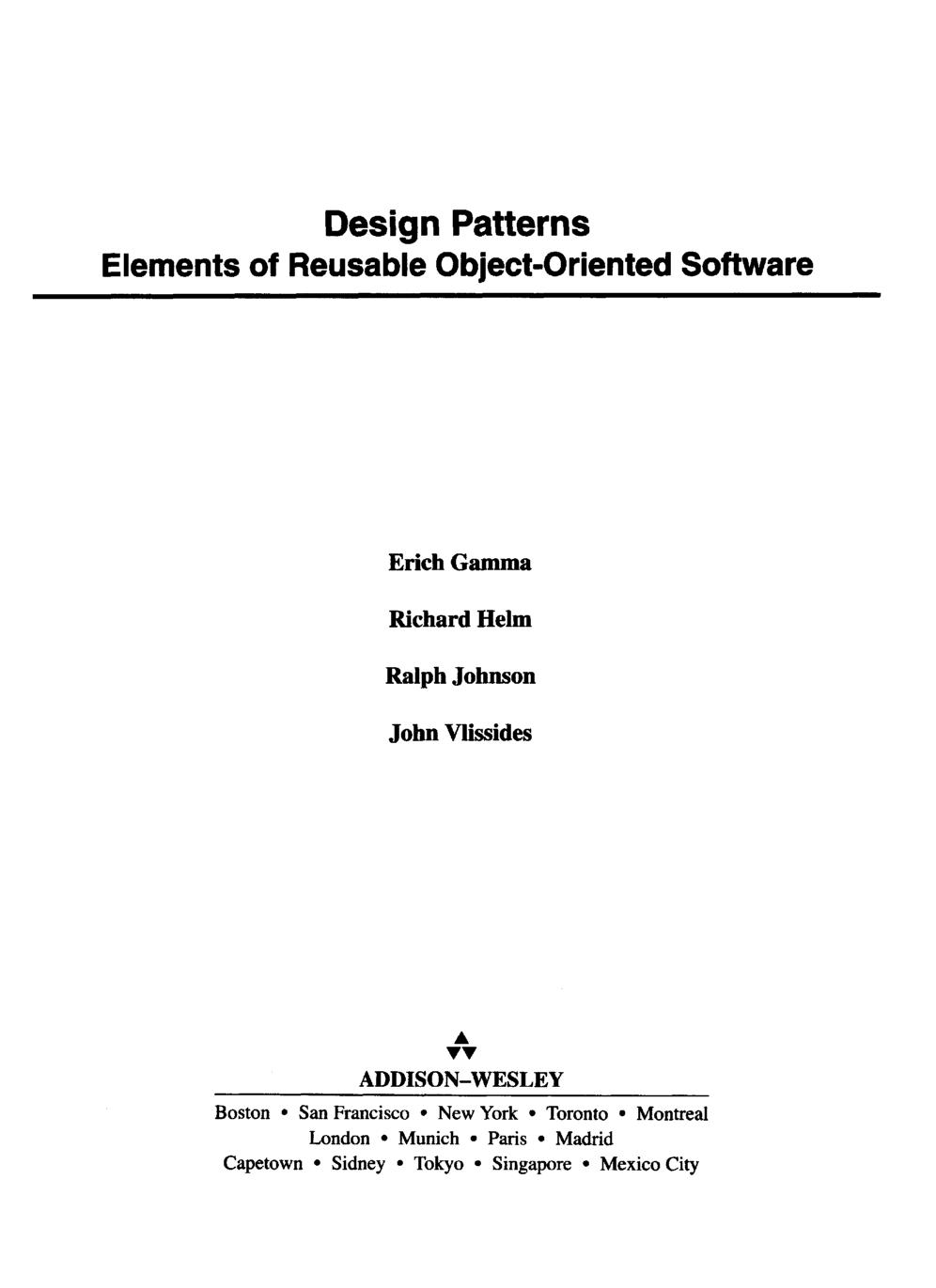 Design Patterns Elements Of Reusable Object-Oriented Software