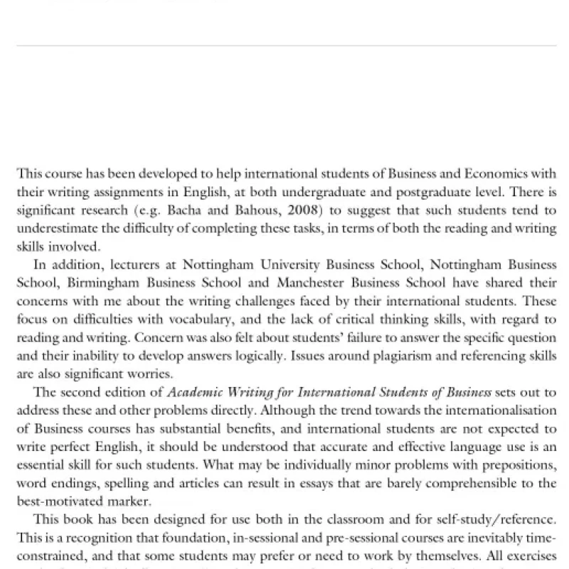 Academic Writing for International Students of Business by Stephen Bailey