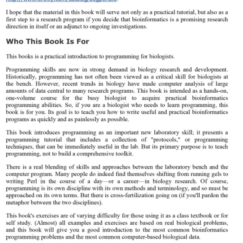 Beginning perl for bioinformatics