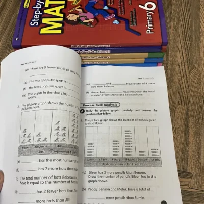 Bộ 3 Quyển - Level 2 - Complete maths, Step by step math, Challenging 4 in 1 maths (Tiểu học) - Hanoi Bookstore
