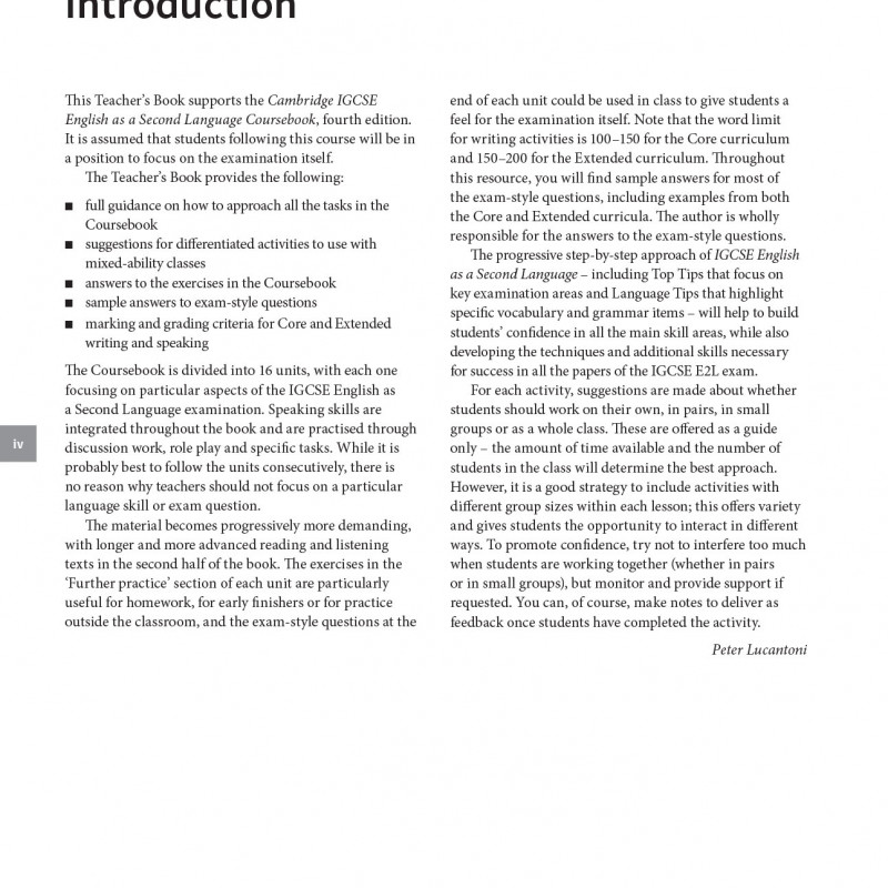 Cambridge IGCSE English as a Second Language Teacher’s Book