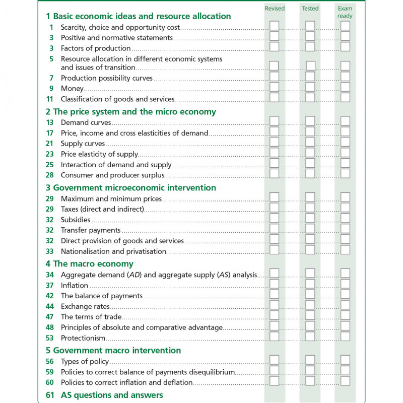 Cambridge international asa level economics revision guide