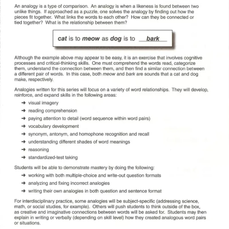 ANALOGY FOR CRITICAL THINKING GRADE 6 (Sách đen trắng)