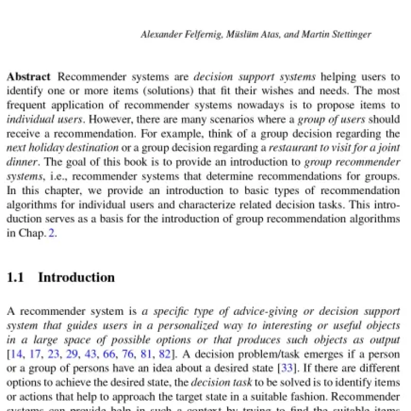 Group Recommender Systems An Introduction