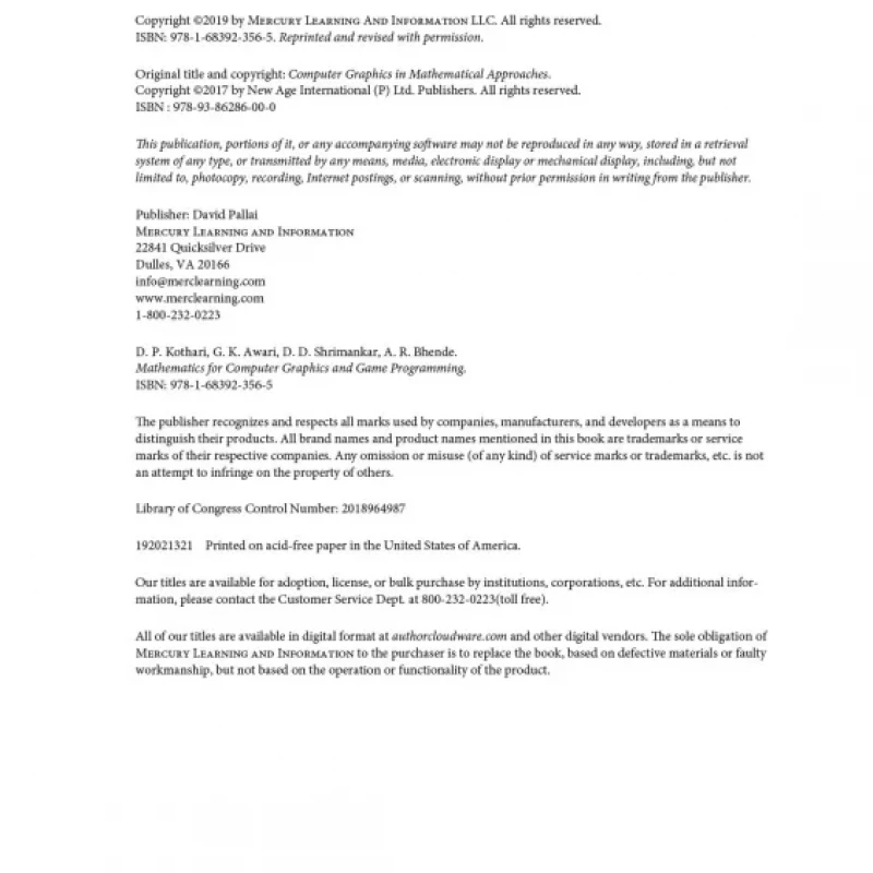 Mathematics for Computer Graphics and Game Programming