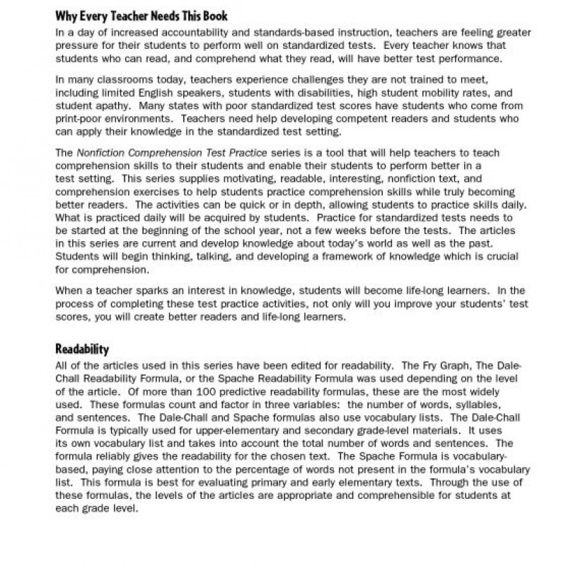 Nonfiction Comprehension Test Practice Level 2 (sách đen trắng) Sách tiếng anh