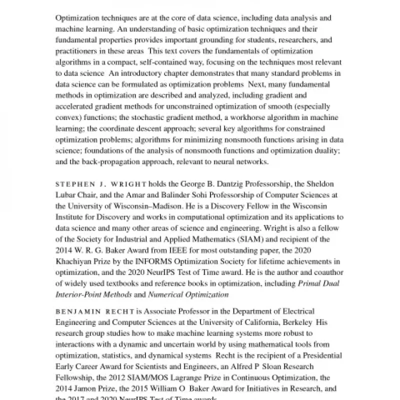 Optimization for Data Analysis