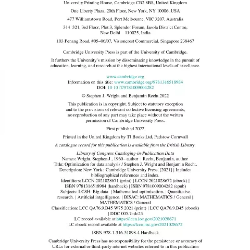 Optimization for Data Analysis