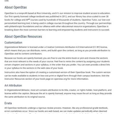 Organizational Behavior by OpenStax