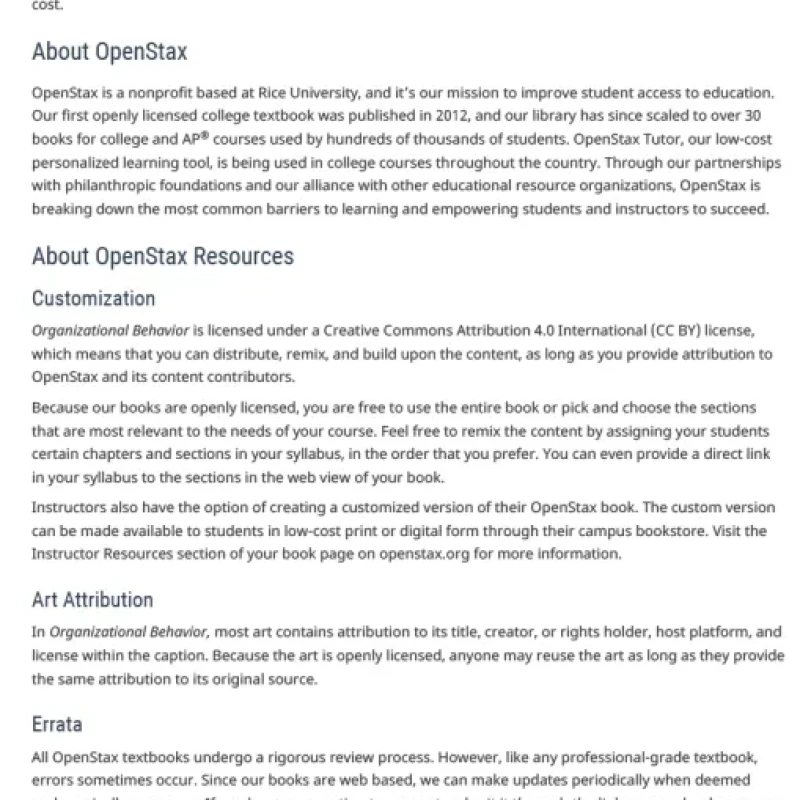 Organizational Behavior by OpenStax