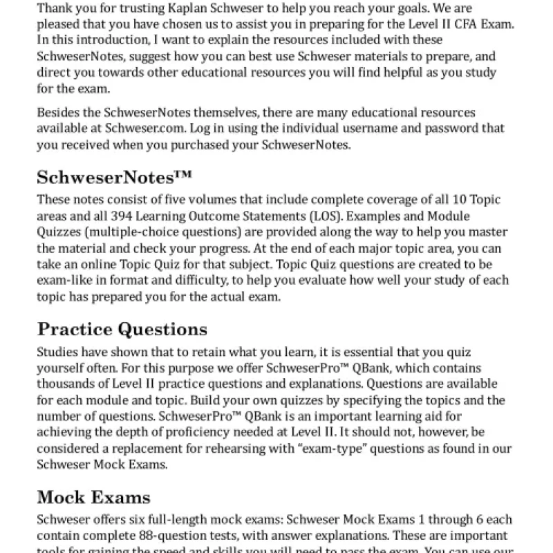 Sách CFA 2024 Level II - SchweserNotes Book 1,2,3,4,5 - HanoiBookstore