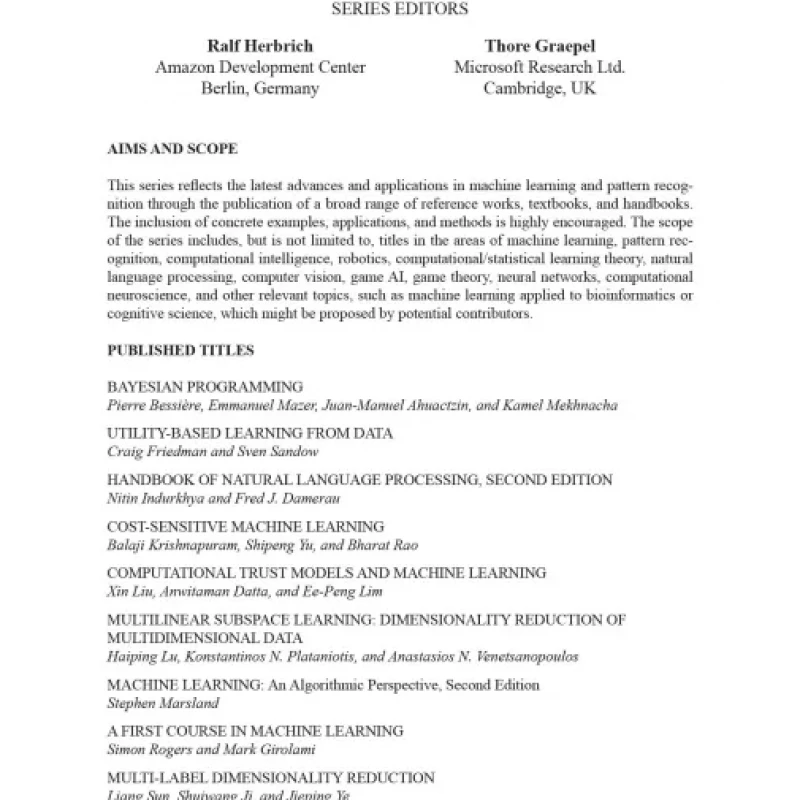 sách Machine Learning An Algorithmic Perspective, Second Edition sách