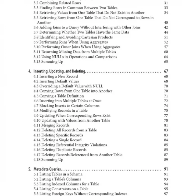 SQL Cookbook query solutions and techniques for all sql users
