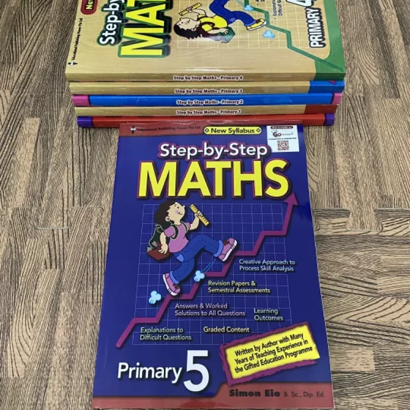 Bộ sách 6 quyển Step by step Maths Primary 1,2,3,4,5,6 - sách toán tiếng Anh tiểu học Singapore