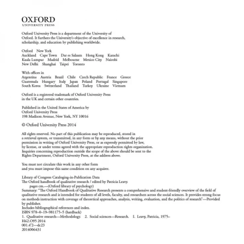The Oxford Handbook of Qualitative Research